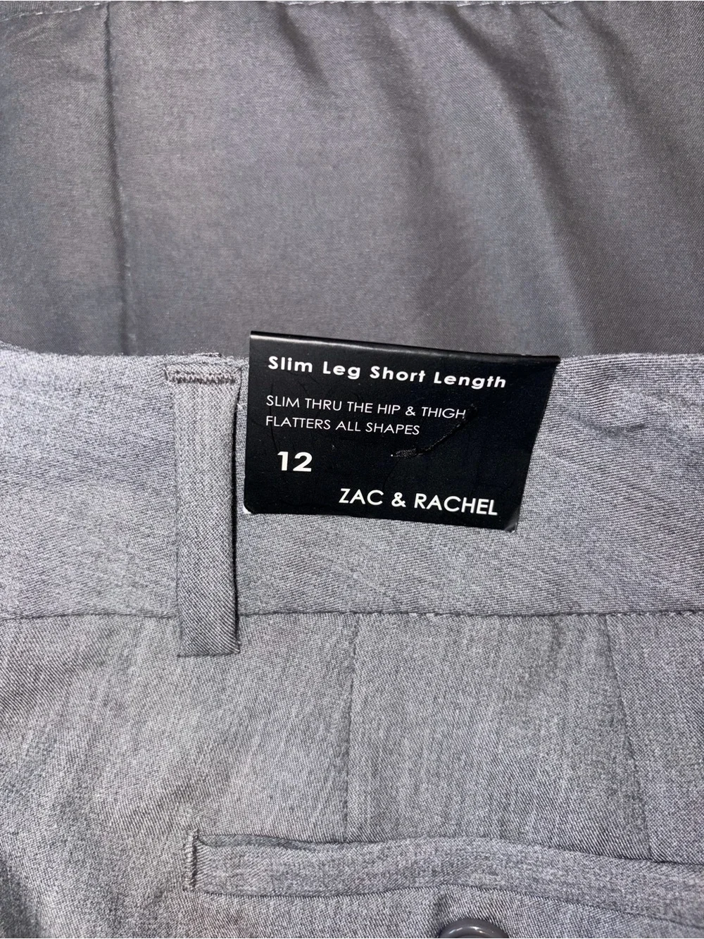 Zac & Rachel Gray Slim Leg Dress Pants Size 12 Short NWT